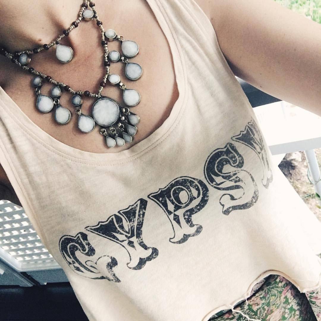 Two Tier Tribal grey stone boho necklace