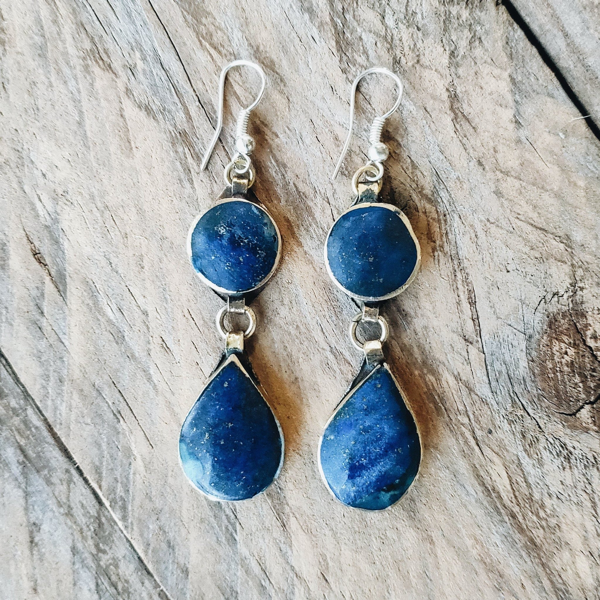 Tribal Lapis Stone Earrings