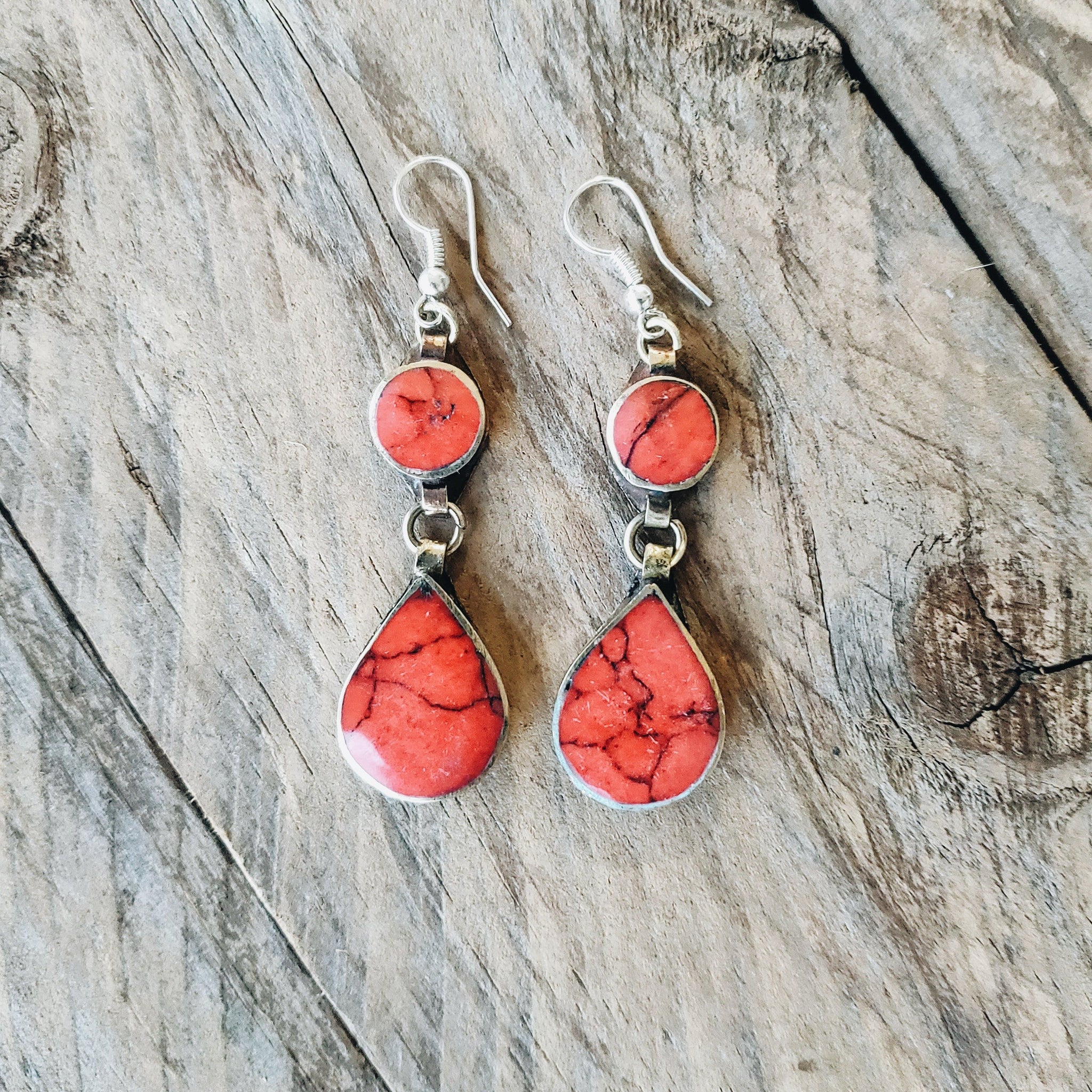 Tribal Red Stone Earrings