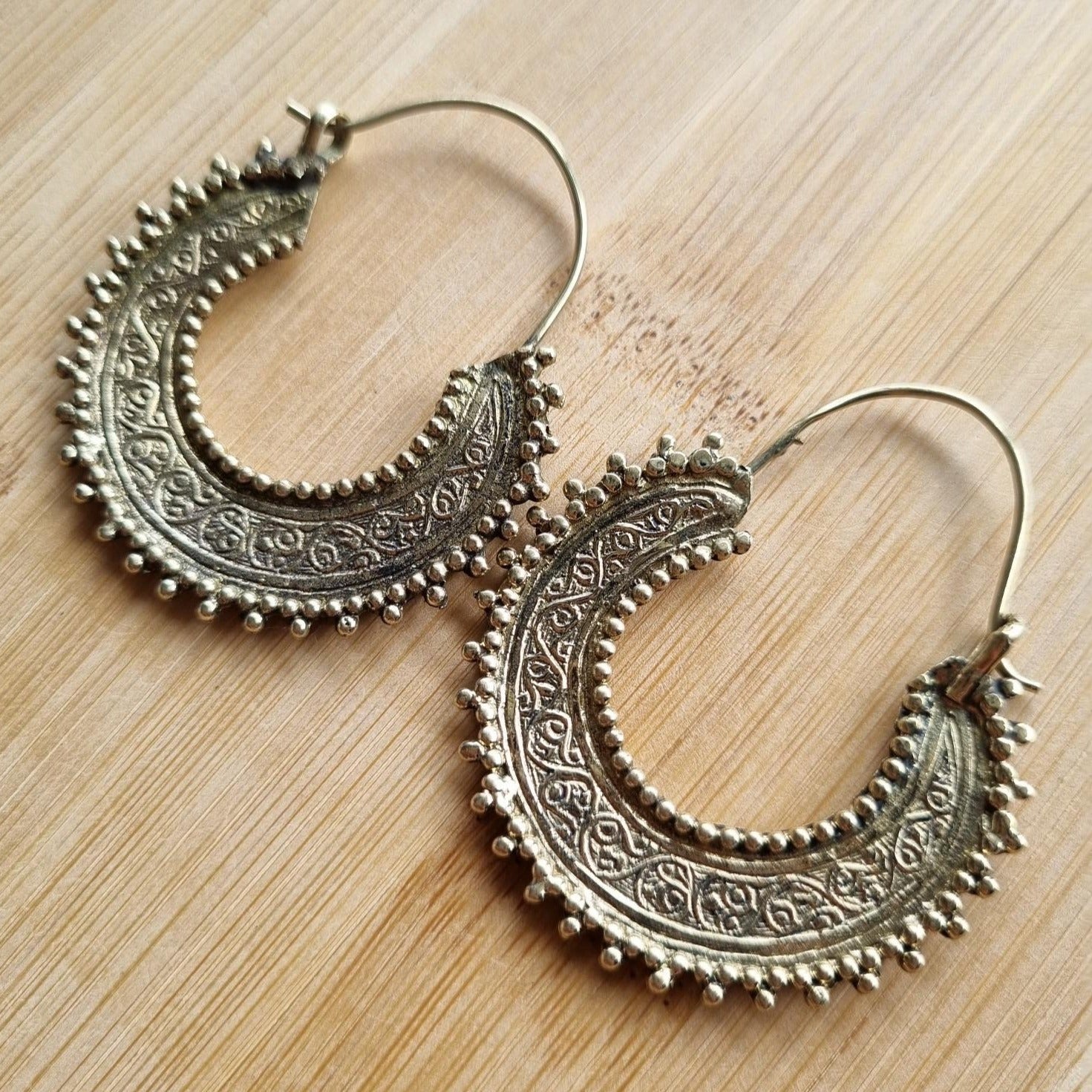 Gold Gypsy Tribal Hoop Earrings