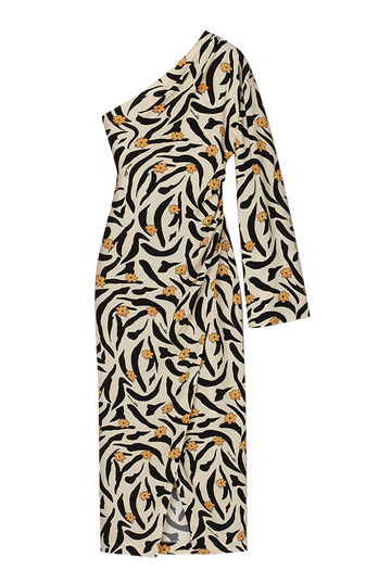 Florence Assymetric One Sleeve Wrap Dress Floral Animal