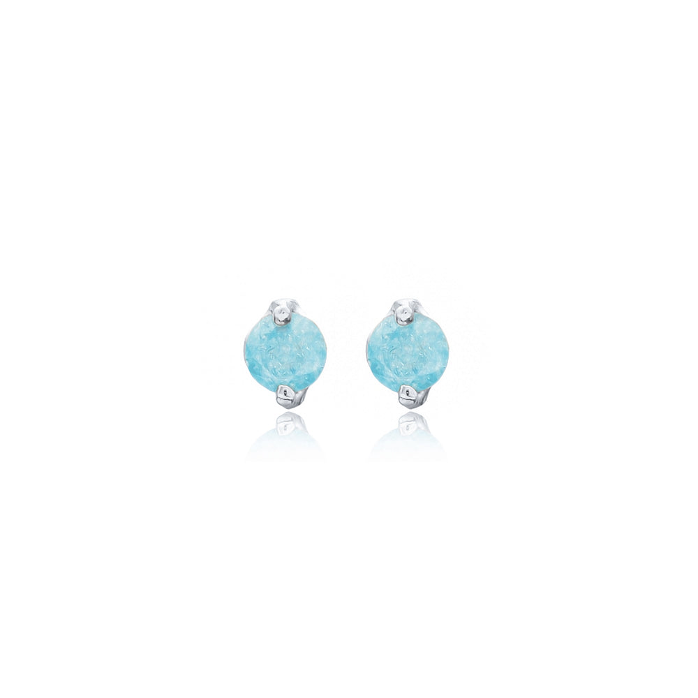 Platinum Aquamarine Stud Earrings - Sterling Silver
