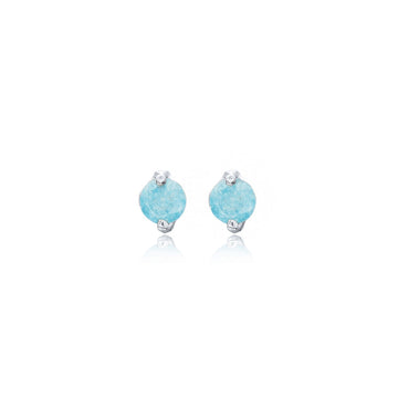 Platinum Aquamarine Stud Earrings - Sterling Silver