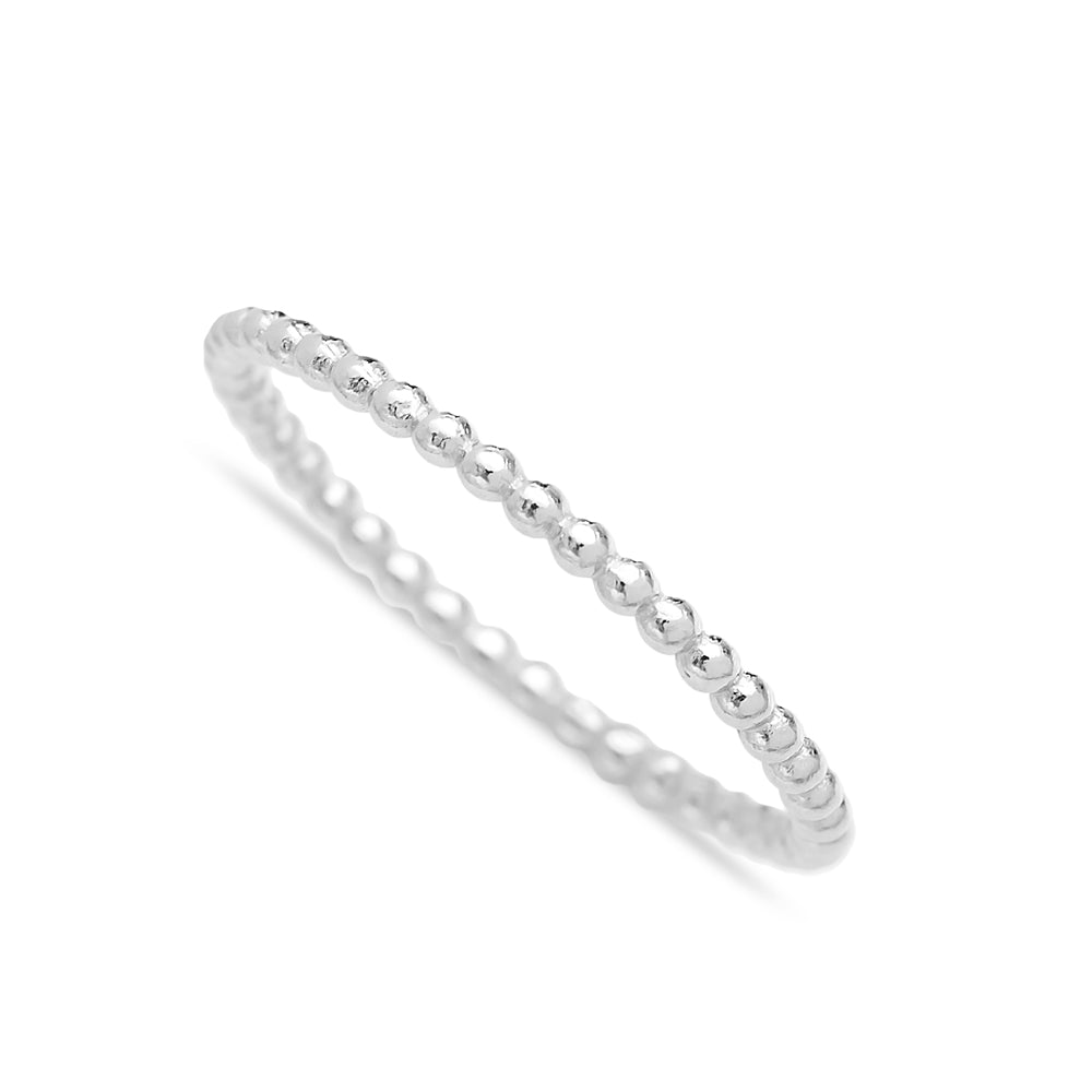 Turkish Sterling Silver Beaded Ring - Platinum Plated