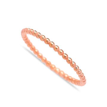 Turkish Sterling Silver Beaded Ring - Rose Gold Plated