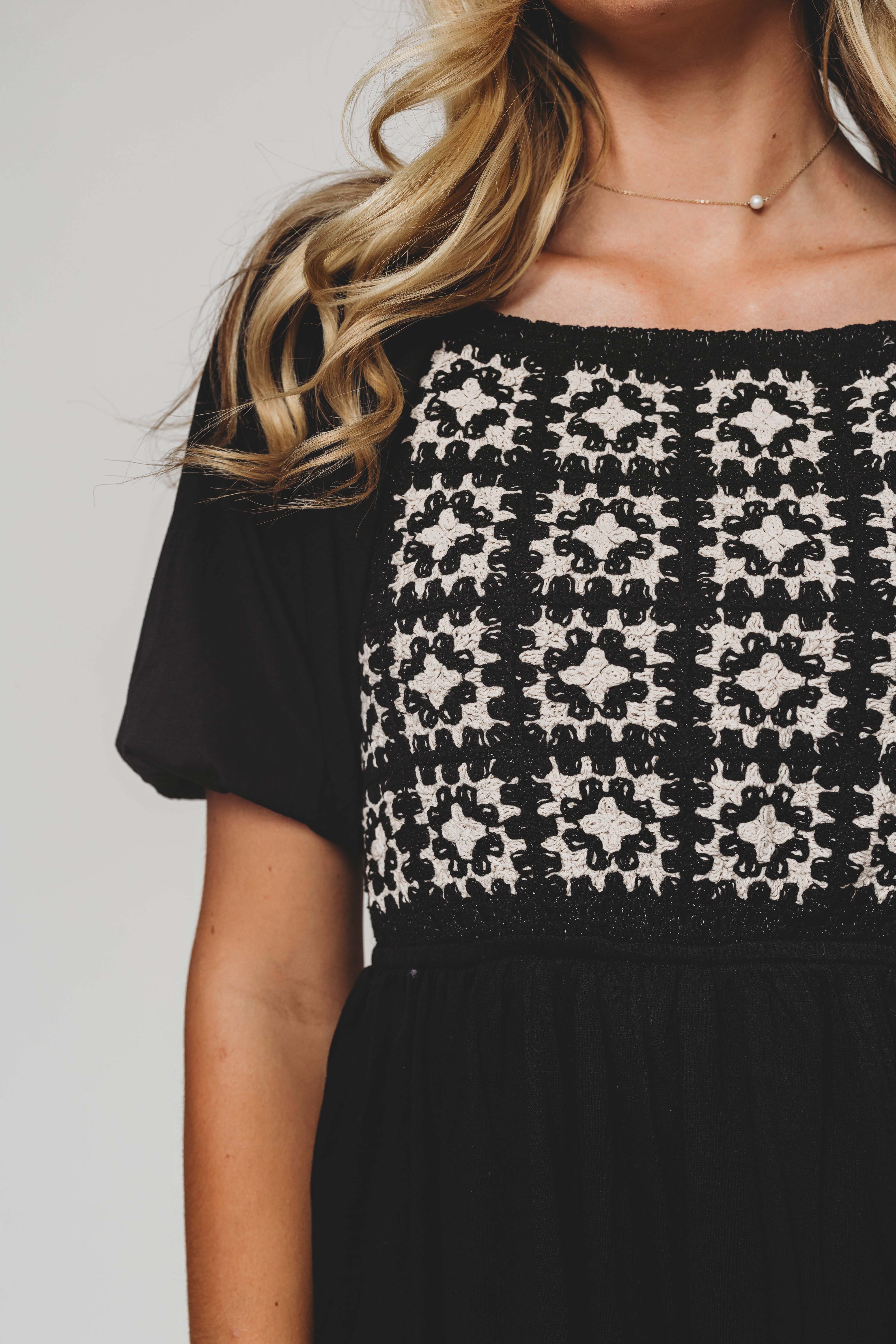 Norah Black Crochet Midi Dress - FINAL SALE