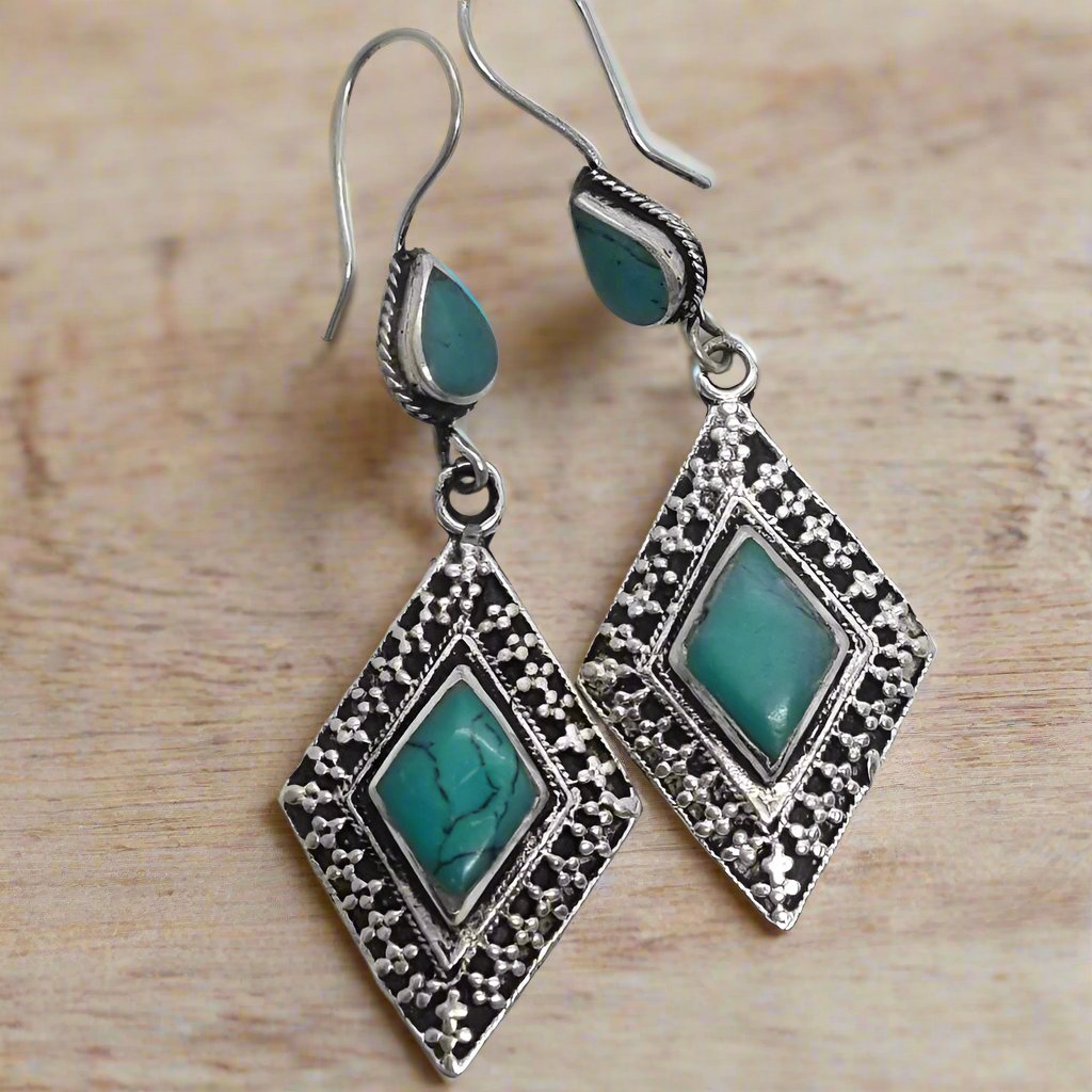 Diamond Tribal Earrings with Teardrop