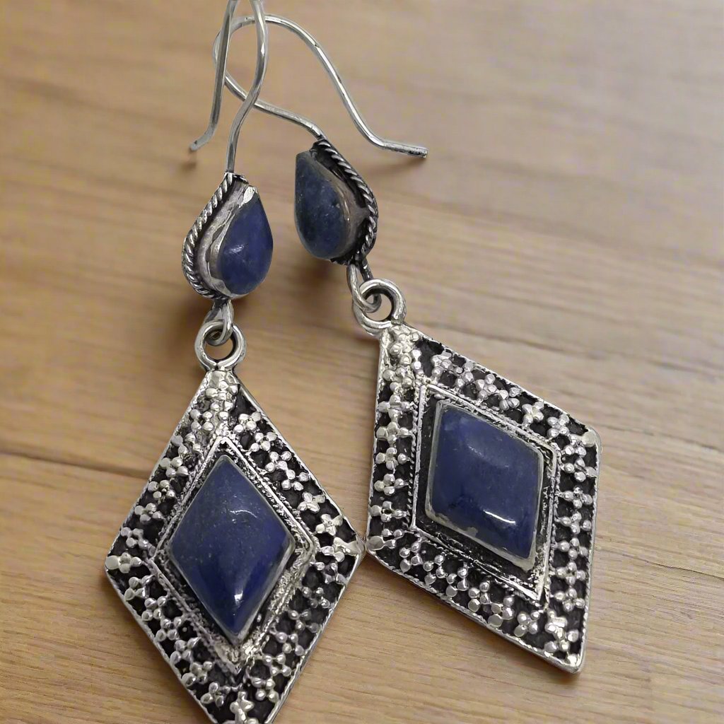 Diamond Tribal Earrings with Teardrop