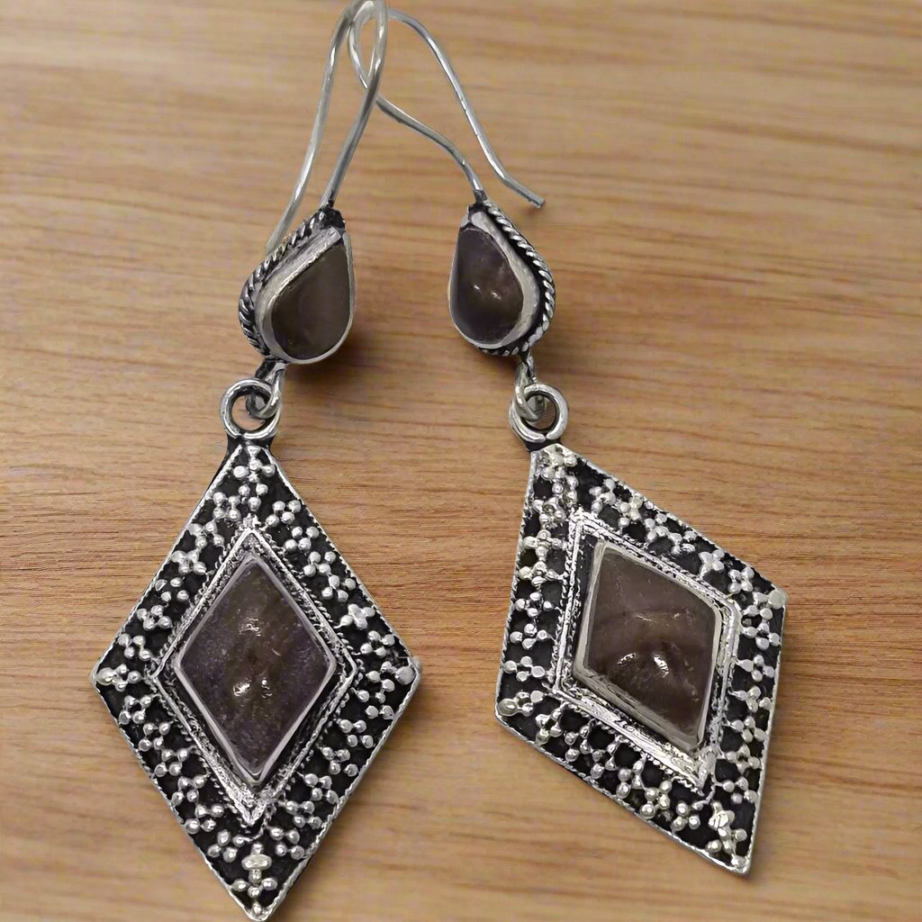 Diamond Tribal Earrings with Teardrop