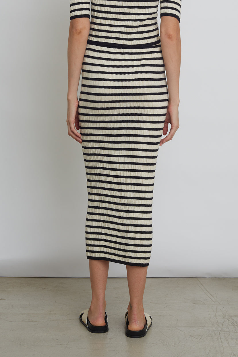 Striped Knit Midi Tube Skirt