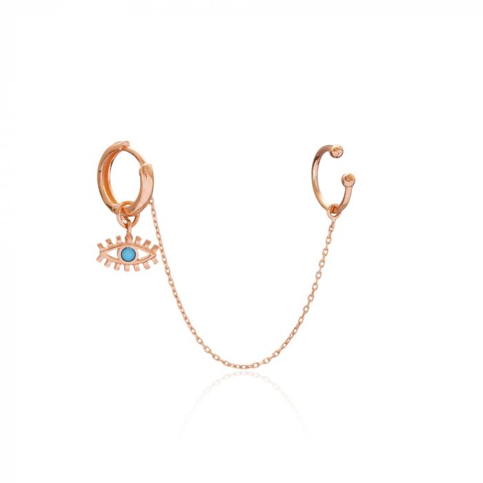 Evil Eye Cartilage Hoop Earring - Sterling Silver