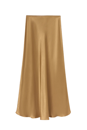 Gold Satin Maxi Skirt