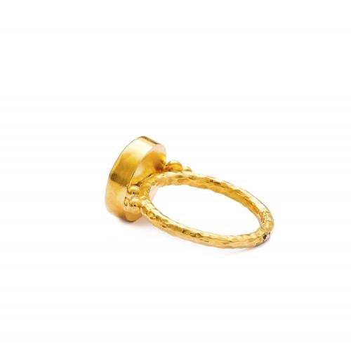 Gold Roman Medallion Ring - Sterling Silver