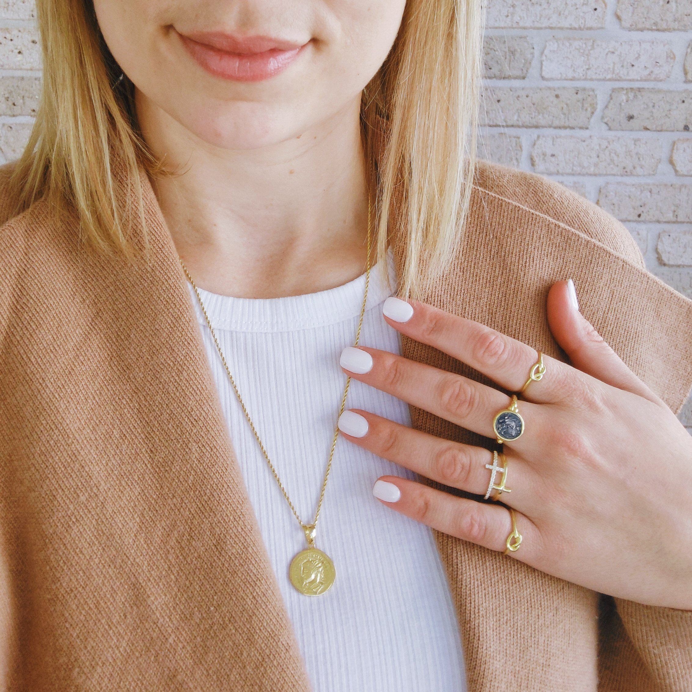 Gold Roman Medallion Ring - Sterling Silver