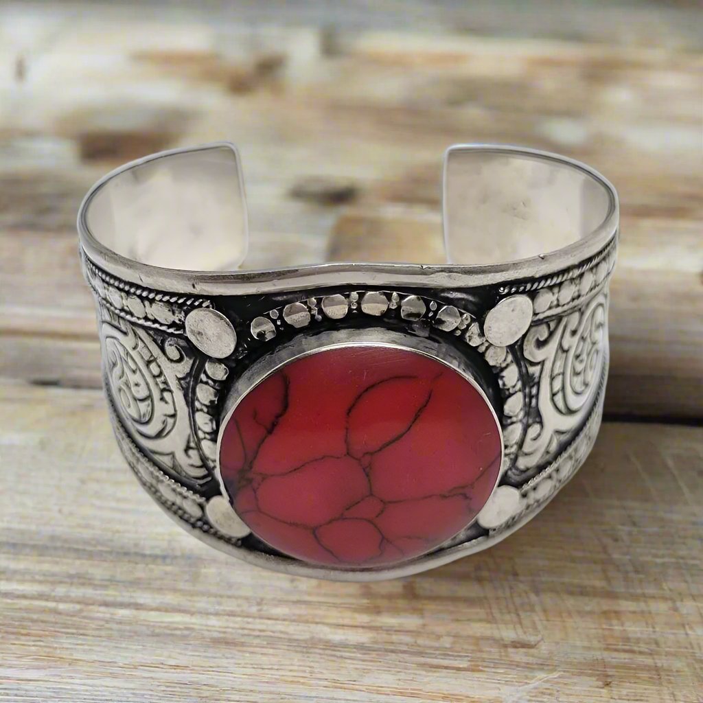 Stone Kuchi Tribal Boho Cuff - Small