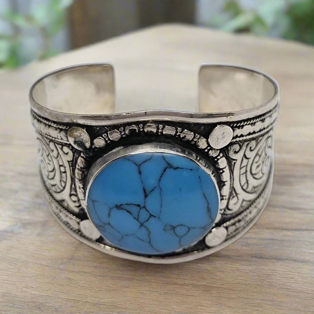 Stone Kuchi Tribal Boho Cuff - Small