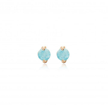 Rose Gold Aquamarine Stud Earrings - Sterling Silver