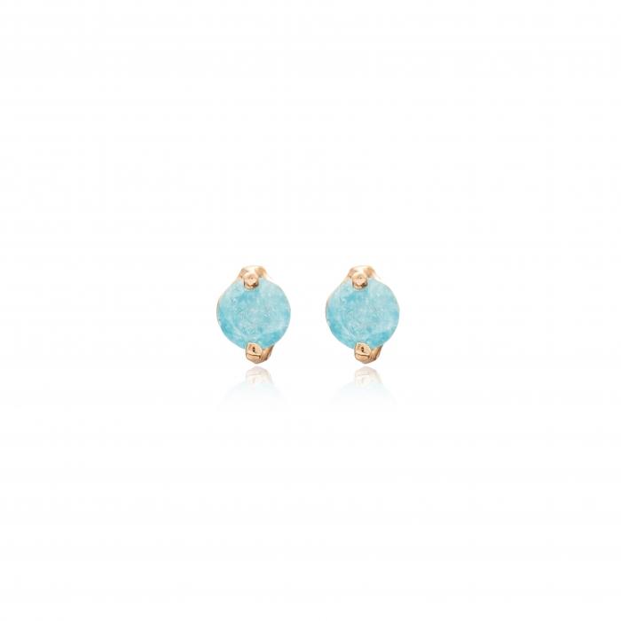Rose Gold Aquamarine Stud Earrings - Sterling Silver