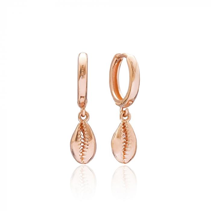 Rose Gold Cowrie Shell Earrings - Sterling Silver