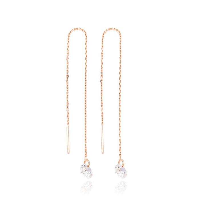 Rose Gold Zircon Thread Earrings - Sterling Silver