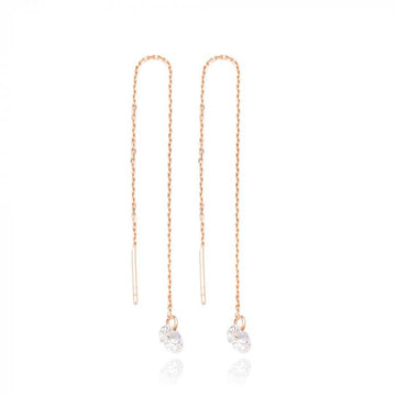 Rose Gold Zircon Thread Earrings - Sterling Silver