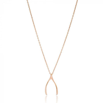 Rose Gold Wishbone Pendant - Sterling Silver