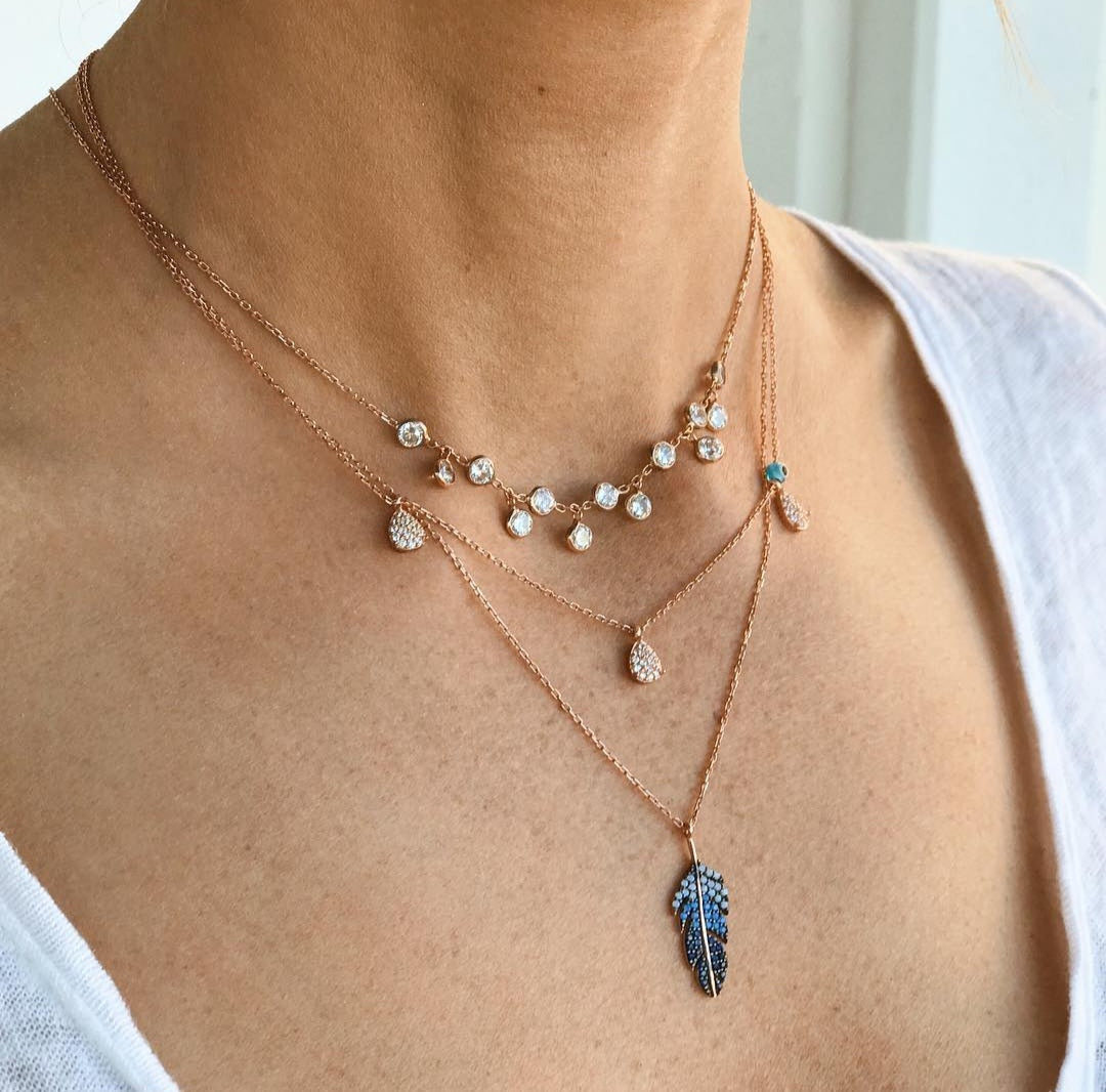 Zaira Zircon Sterling Silver Boho Necklace
