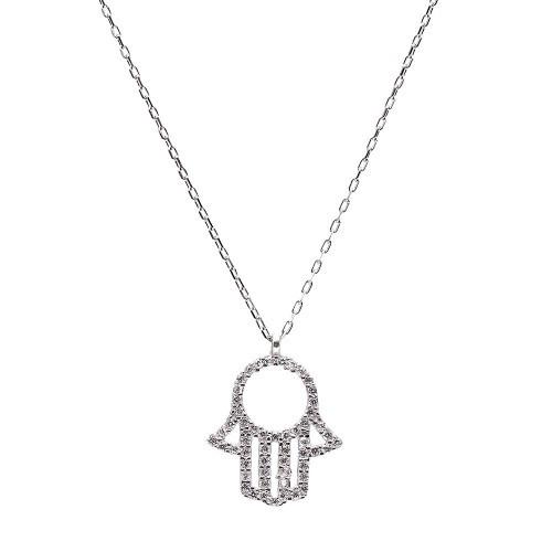 Sterling Silver Hamsa Pendant on Chain