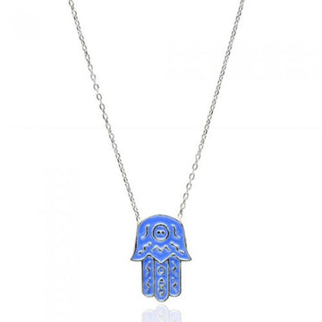 Silver & Blue Hamsa boho necklace - Sterling Silver