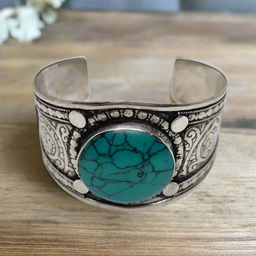 Stone Kuchi Tribal Boho Cuff - Small