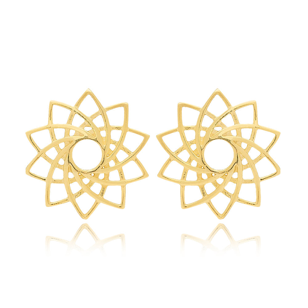 Tahni Flower Earrings - Handmade Gold Plated Turkish Sterling Silver