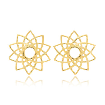 Tahni Flower Earrings - Handmade Gold Plated Turkish Sterling Silver