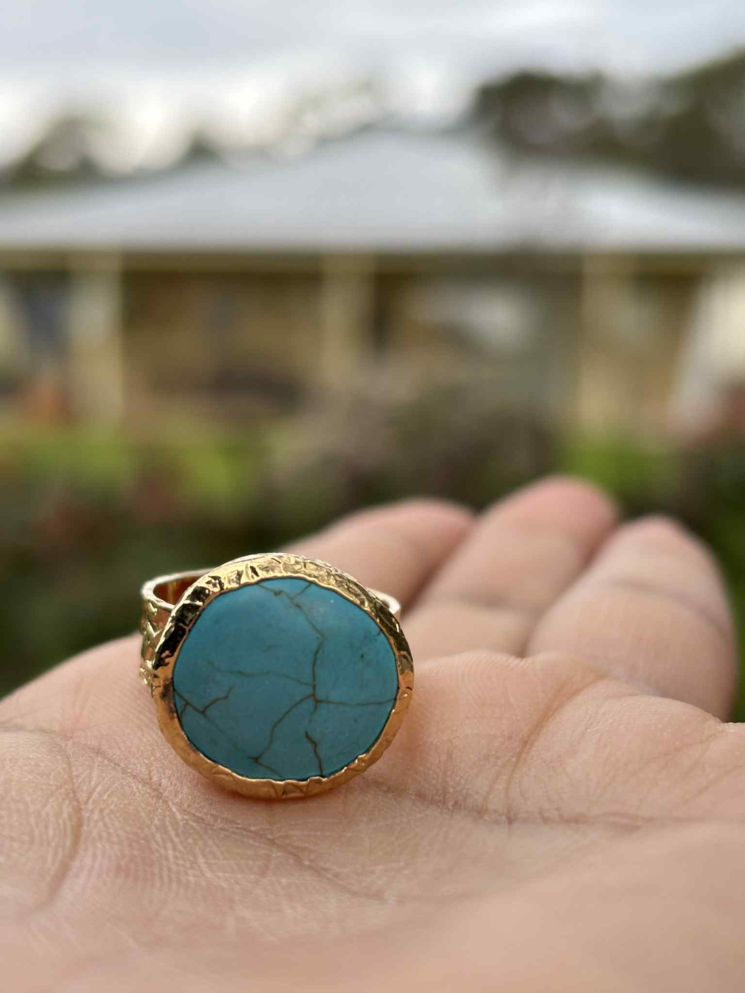 Hand made Turquoise Gold Plated ring