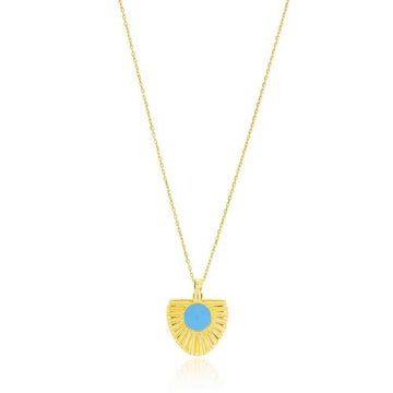 Turquoise Golden Sun Pendant - Sterling Silver