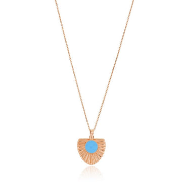Turquoise Rose Gold Sun Pendant - Sterling Silver