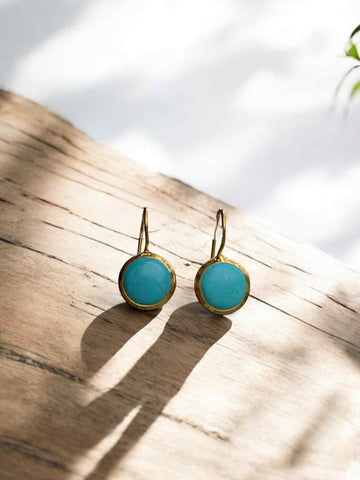 Hand Made Turquoise Gold Plated Earrings