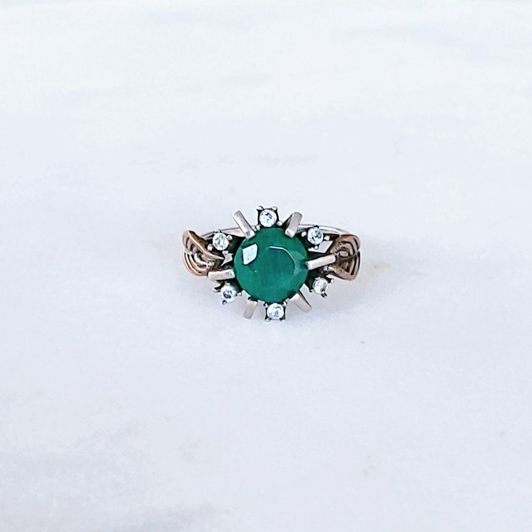 Vintage Ottoman Ring - Emerald - Sterling Silver