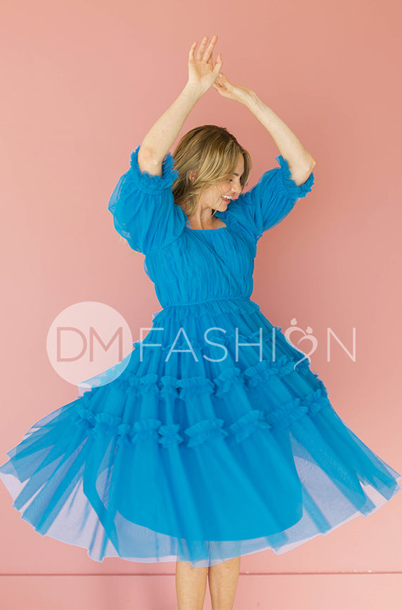 Sasha Princess Blue Dress - DM Exclusive - Maternity Friendly - FINAL SALE