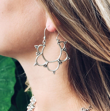 Flower tribal hoop earrings