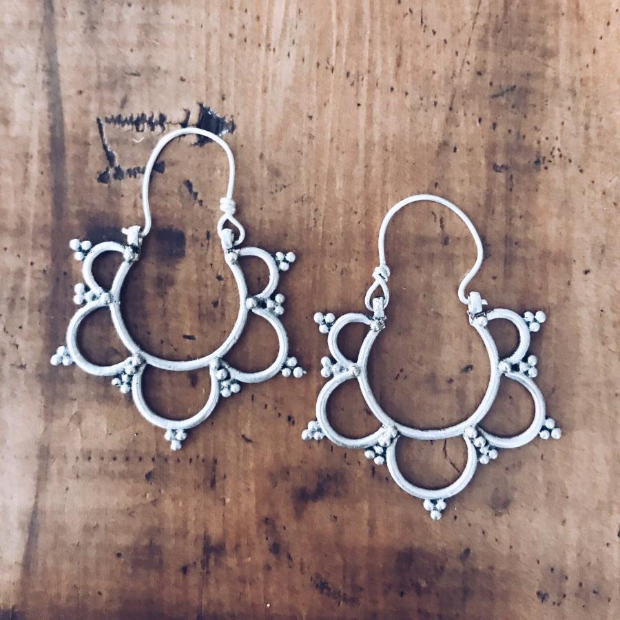 Flower tribal hoop earrings