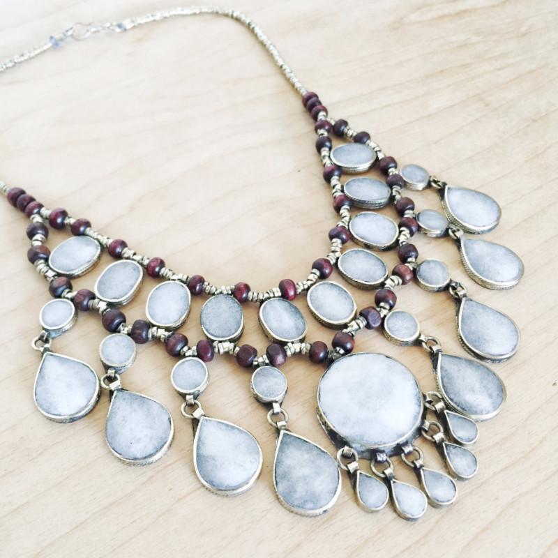 Tribal  moonstone boho necklace