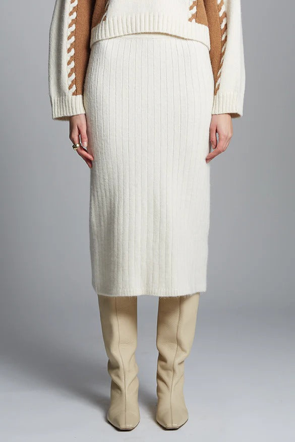Ivory Alpaca Midi Tube Skirt